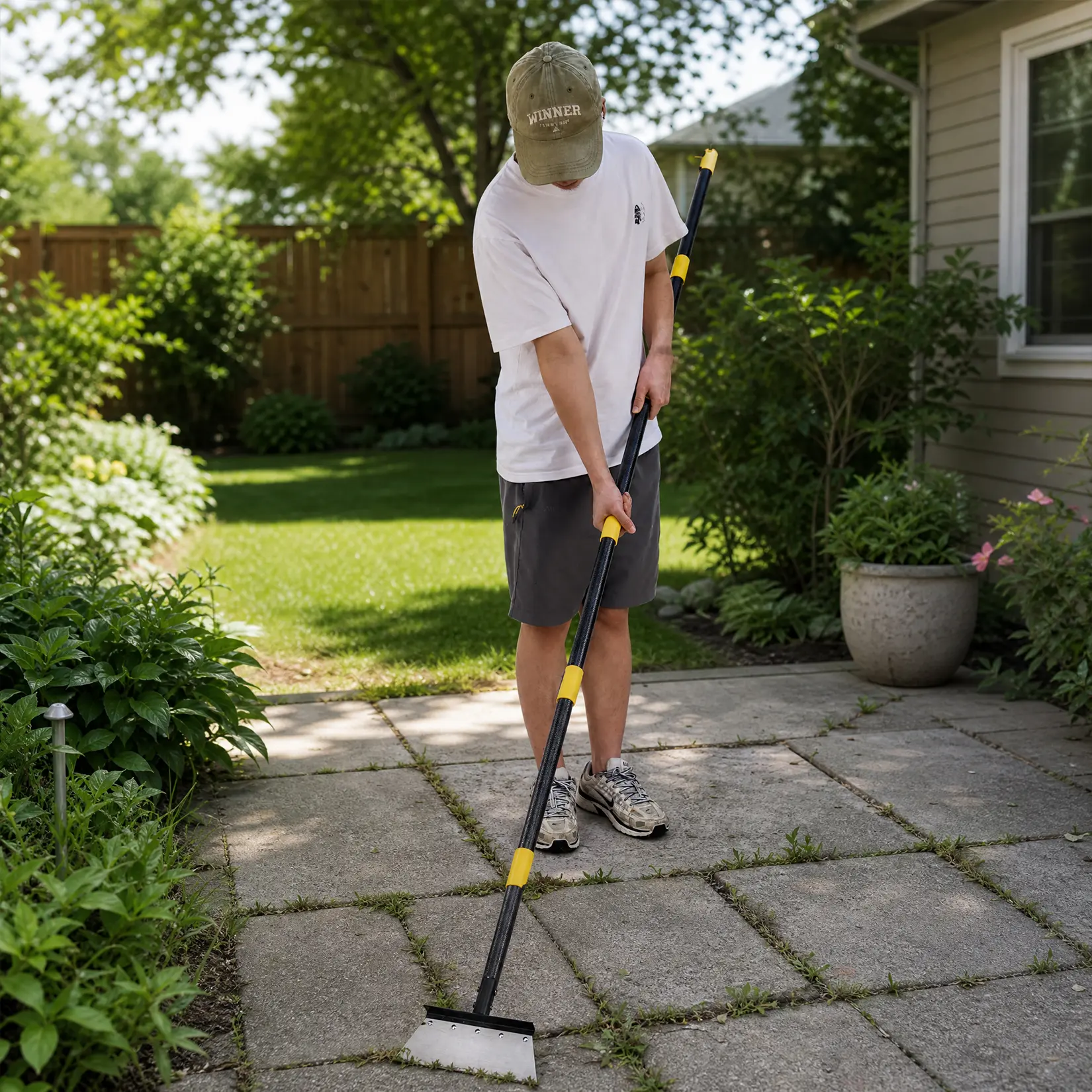 Garvee Heavy-Duty Long-Handle Garden Scraper Tool - 10.24 in Stainless Steel Blade - Steel Yard Cleaning Shovel for Weed, Moss & Dirt Removal on Patio, Sidewalk & Yard - 60/72/88 in