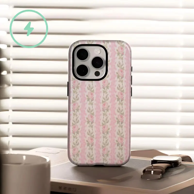 Phone Case Compatible with MagSafe, LoveShackFancy Peony Phone Case Compatible with iPhone 17, 16, 15, 14, 13, 12, Plus, Pro Max