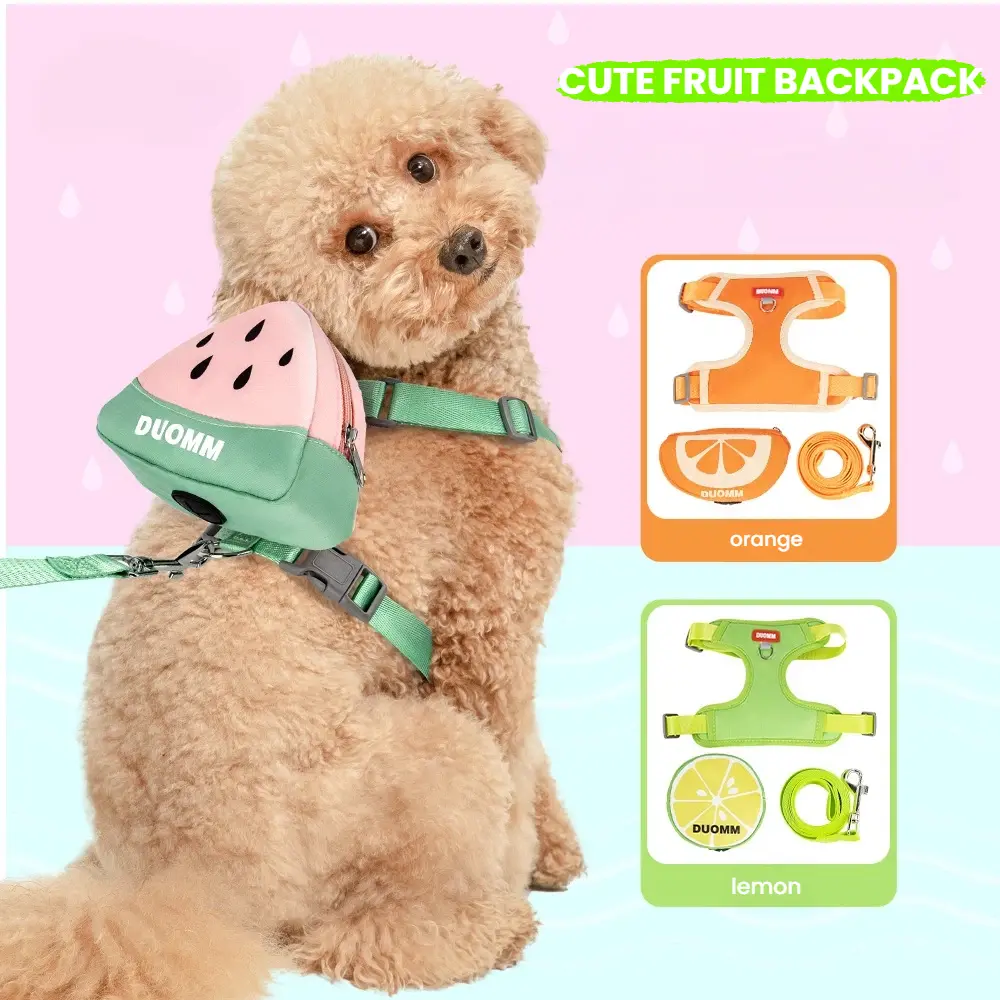 Dog Harness Vest with Backpack Design - Detachable Leash, Polyester Stain-Resistant Universal Fit Pet Walking Accessory (Collars, Harnesses & Leads Category)