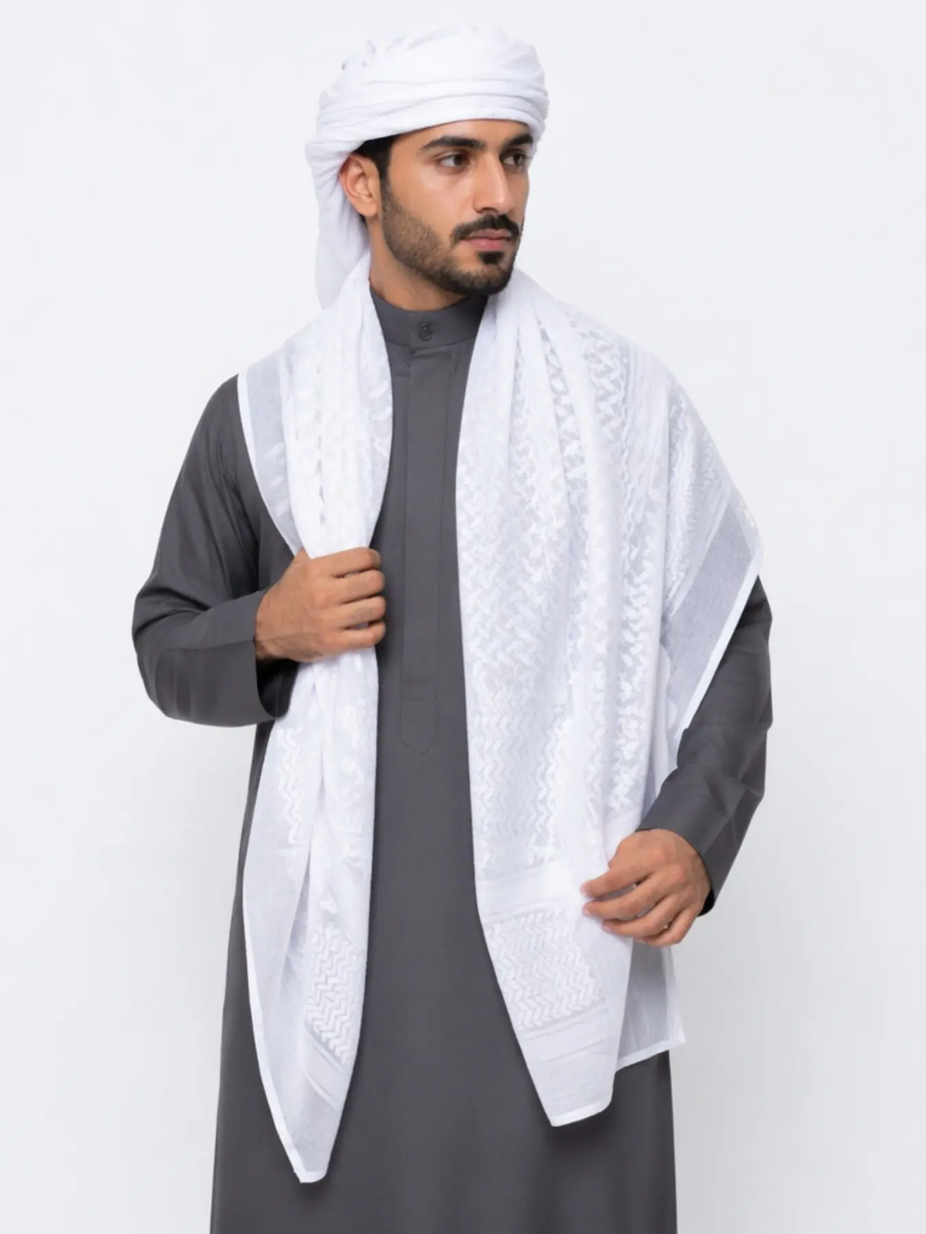 Tassel Gingham Comfort Scarf, Spring Summer Shawl, Soft Breathable Square Towel, Outdoor Casual Accessory, Men's Fashion Keffiyeh Shemagh 140x140cm