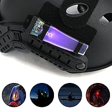 Tactical Helmet Light, Personal Identification Marker Survival Safety Signal Light with Constant/Strobe Task Lamp for Hunting Fishing Hiking Cycling