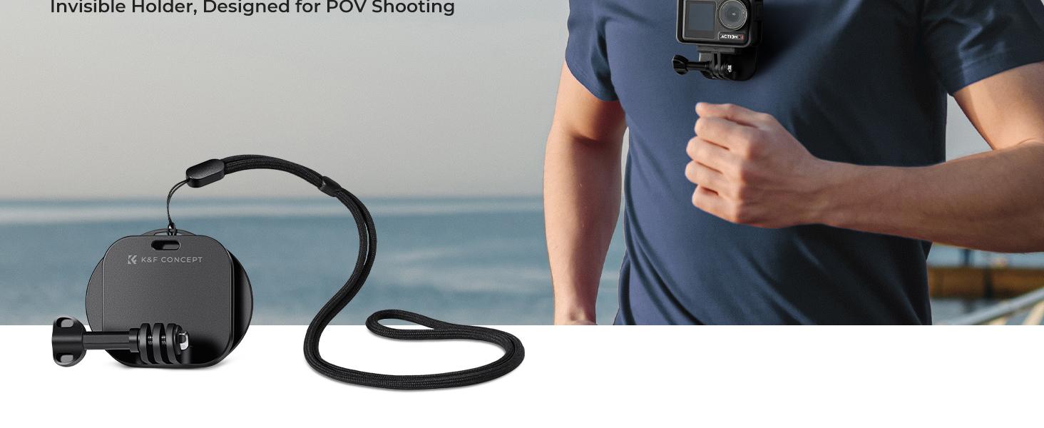 K&F CONCEPT Magnetic Action Camera Chest Mount for GoPro Hero 13/12/11/10/9 Black, DJI Osmo Action 5 Pro/4/3/2 and More Action Camera, POV Neck Mount with Adjustable Neck Strap Lanyards