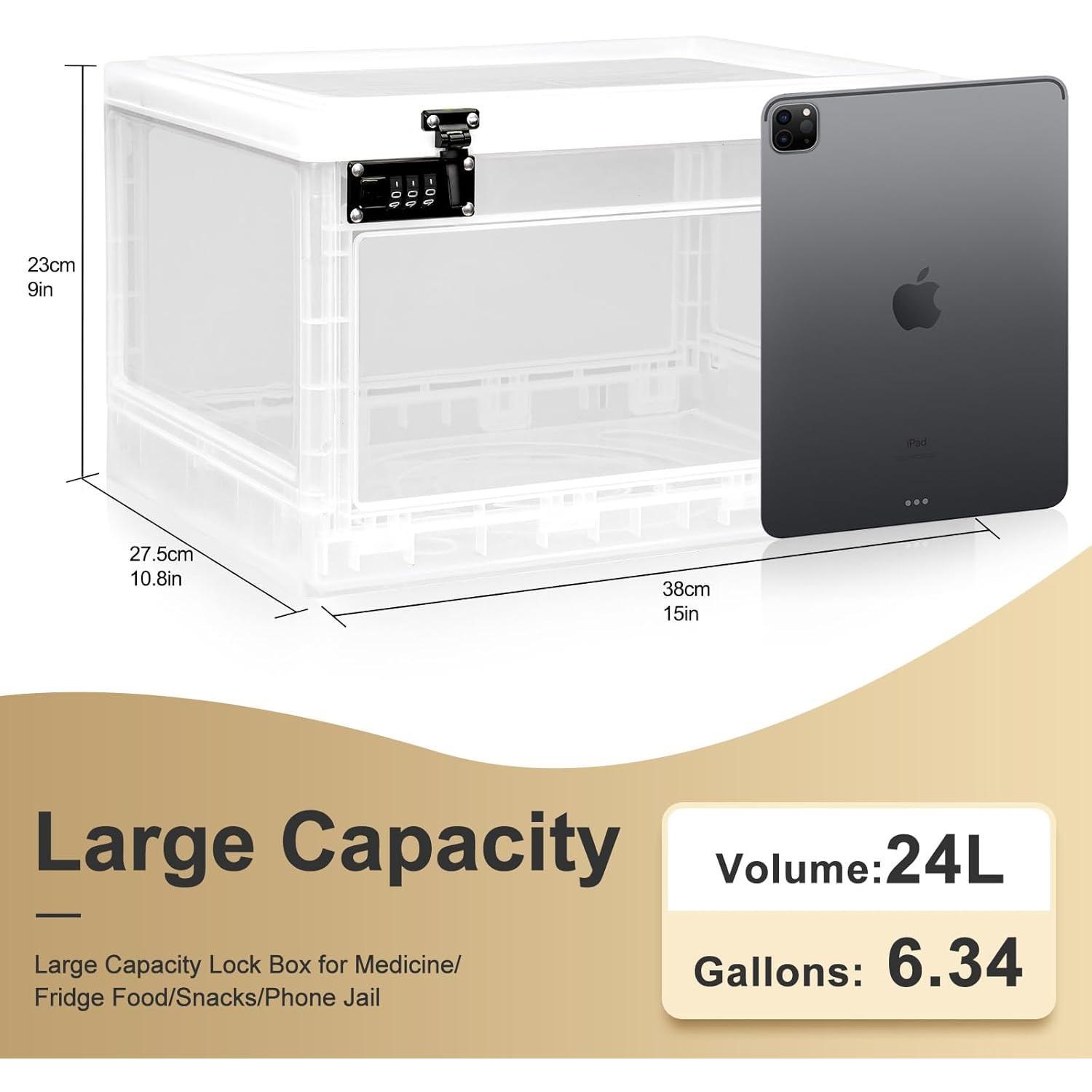 Large Lock Box for Personal Items, 24 Litre Combination Lockable Storage Box for Office Locker/School//Snacks/Phone Jail// Large Lock Box for Personal Items, 24 Litre Combination Lockable Storage Box for Office Locker/School//Snacks/Phone Jail//