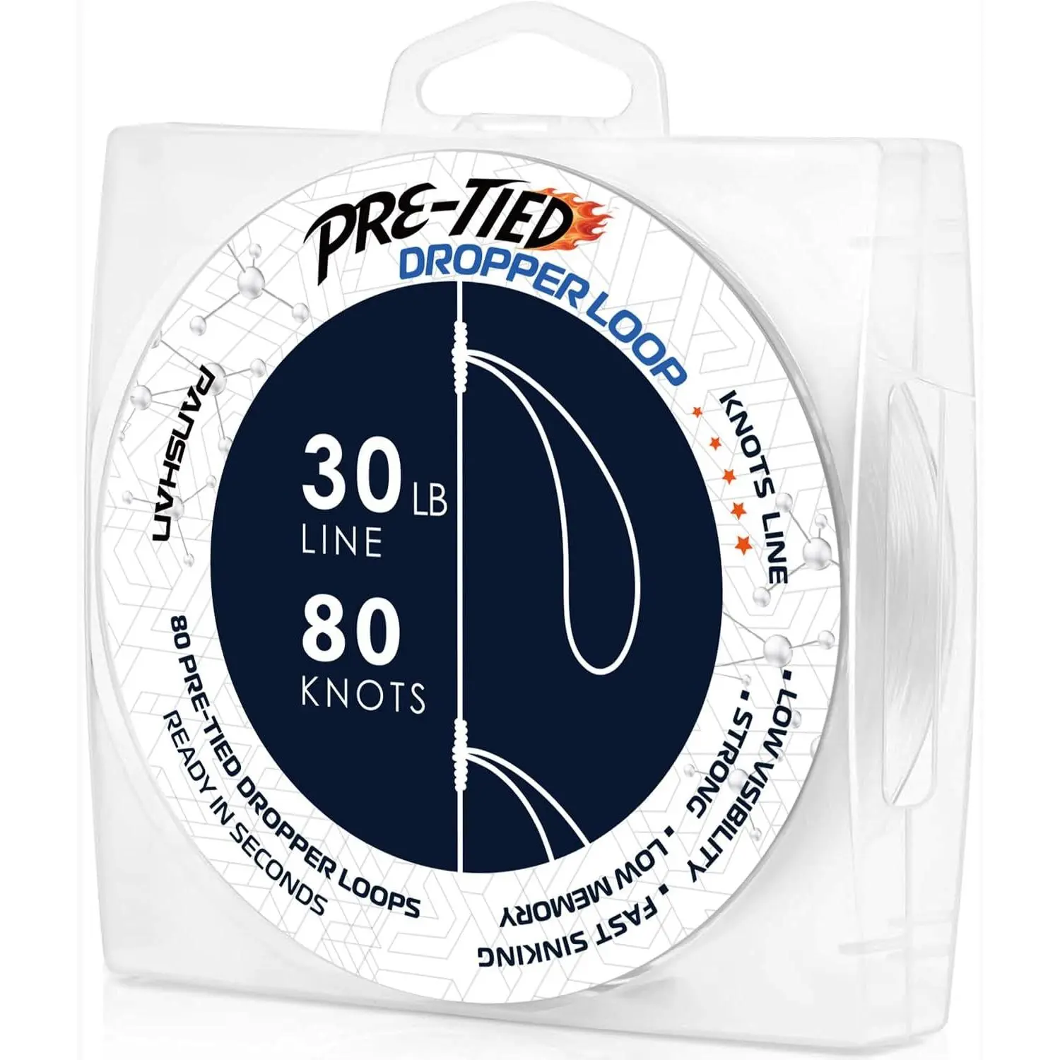 30 lb Pre-Tied Dropper Loop Knots Line. Fishing Line Spool. Loops 16 Inches Apart with 5.5 Inch Loop Size.  for Saltwater & Freshwater Fishing, Snapper & Other Bottom Feeding Fish