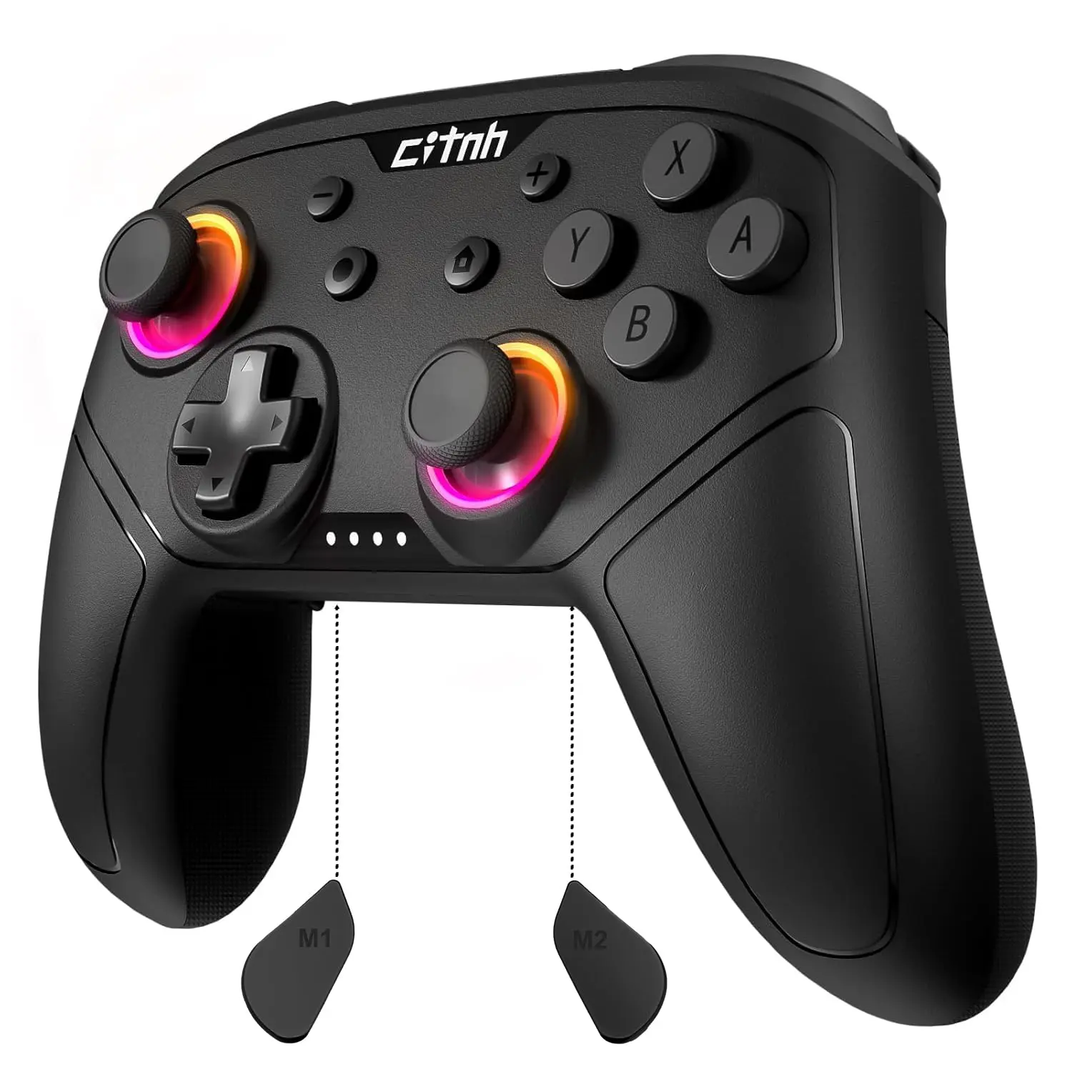 Controller For ,Compatible with  2//lite/OLED/steam/PC, Hall Effect joysticks,6-Axis Gyro,Turbo,1000mAh ,7 colors rgb,Programmable  Buttons (black)