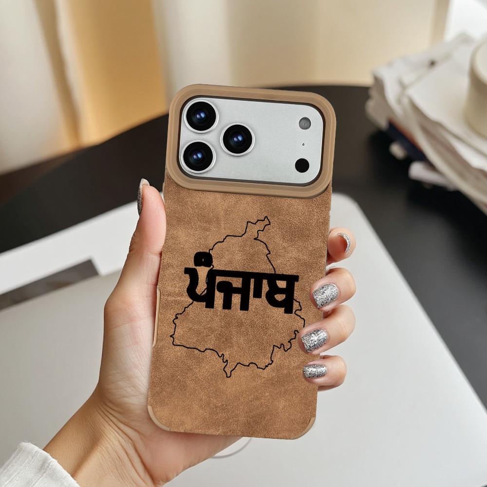 1pc Punjab printed pattern design, matte faux leather full-cover large hole protective phone case for iPhone 17/17 Air/17 Pro/17 Pro Max/16/16 Pro/16 Plus/16 Pro Max/15/15 Plus/15 Pro/15 Pro Max