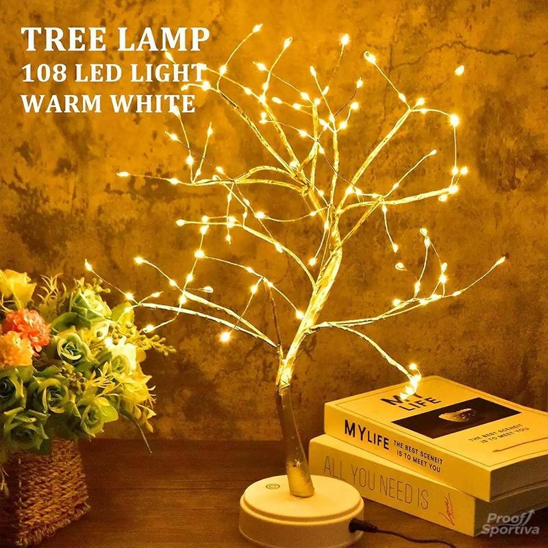 Exquisite Gold Leaf Tree Light with 72 LED Copper Wire String Lights Dual Mode Touch Switch for Valentine Room Bedroom Decorative Lamp