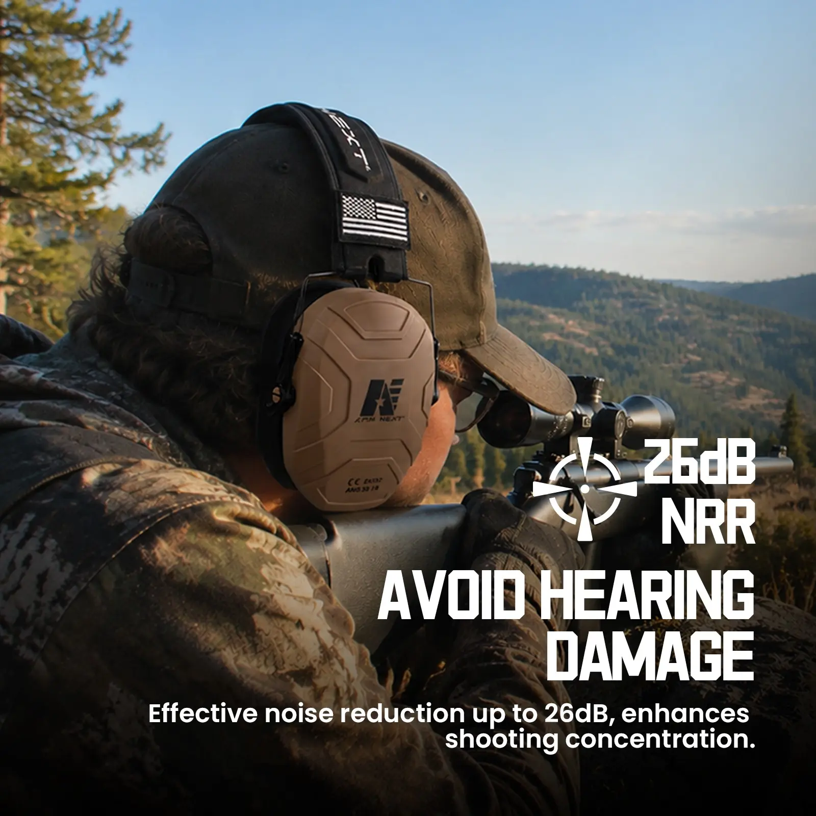 Ultra-Thin Noise-Canceling Ear Muffs, 29db Sound Reduction, 360° Adjustable, Foldable for Easy Carry, Ideal for Hunting, Construction, Gardening, Studying, Ear Protectors