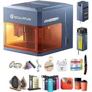 SCULPFUN iCube Ultra Dual Laser Engraver - 12W Diode + 1.2W IR Laser, Auto Focus, Smoke Filter, Engraves Leather, Bamboo, Stainless Steel, Jade, Rock, Iron, Brick, Vinyl (3D Printing Supplies for Office Equipment)