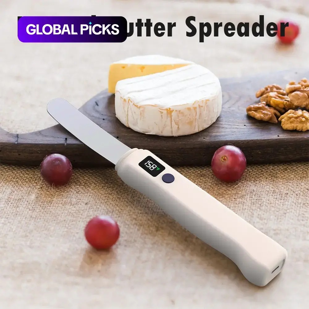 Heated Butter Knife, Smart Stainless Steel Electric Butter Spreader for Hard Butter, Cheese, Peanut Butter, Jam & Honey, Adjustable Temp (131F/158F), USB Rechargeable Portable Kitchen Gadget, Kitchenware #GLOBAL PICKS