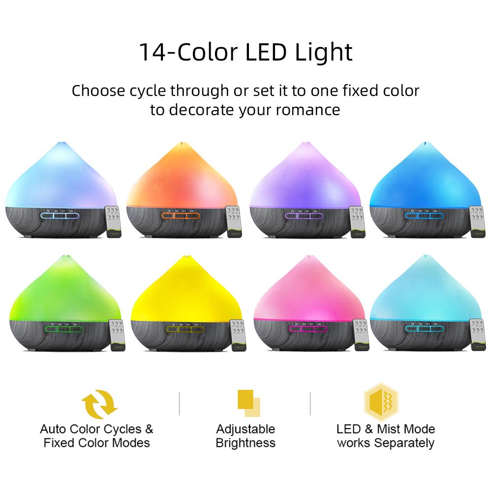 Perfect for Bedroom & Office  500ml Remote Control Aroma Diffuser, Humidifier & Mood Light with 6 Premium Essential Oils
