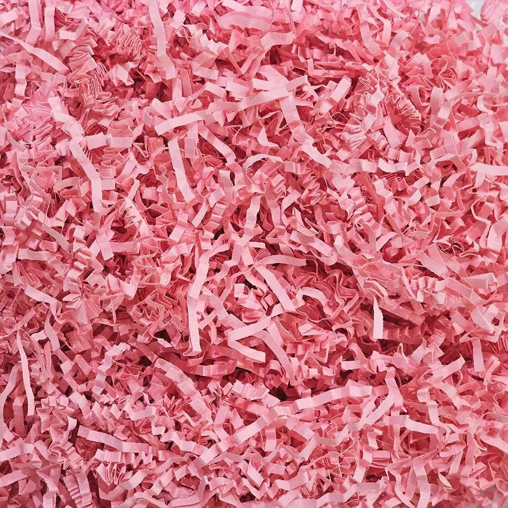 3oz Pink Crinkle Cut Paper Shred Filler - For Wrapping, Box Stuffing, Basket Filling (Birthdays, Christmas), Gift Filler