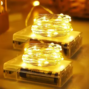 Christmas Decorations Warm White Fairy String Lights, Battery Operated with Timer, 2 Pack Total 33FT 100 Led Mini Battery Powered Mason Jar Waterproof Firefly Lights DIY Partyfidget toys