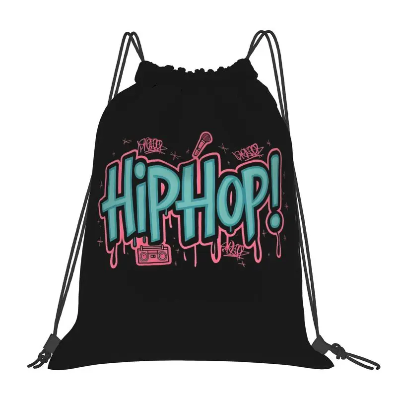 Hip Hop 212 String Bags Drawstring Gym Bag, Lightweight Polyester Travel Sack with Multiple Pockets, Soft Drawstring Backpack for Workout, Yoga & Outdoor Trips