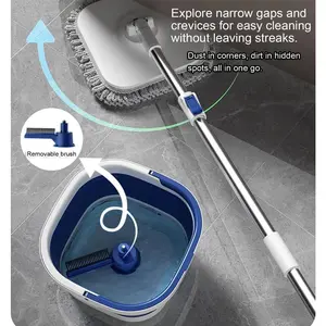 Foldable Hands-Free No-Wash Household Mop, 1-Piece Cleaning Design, Wastewater Separation for Effortless Home Cleaning meep stuff rotary