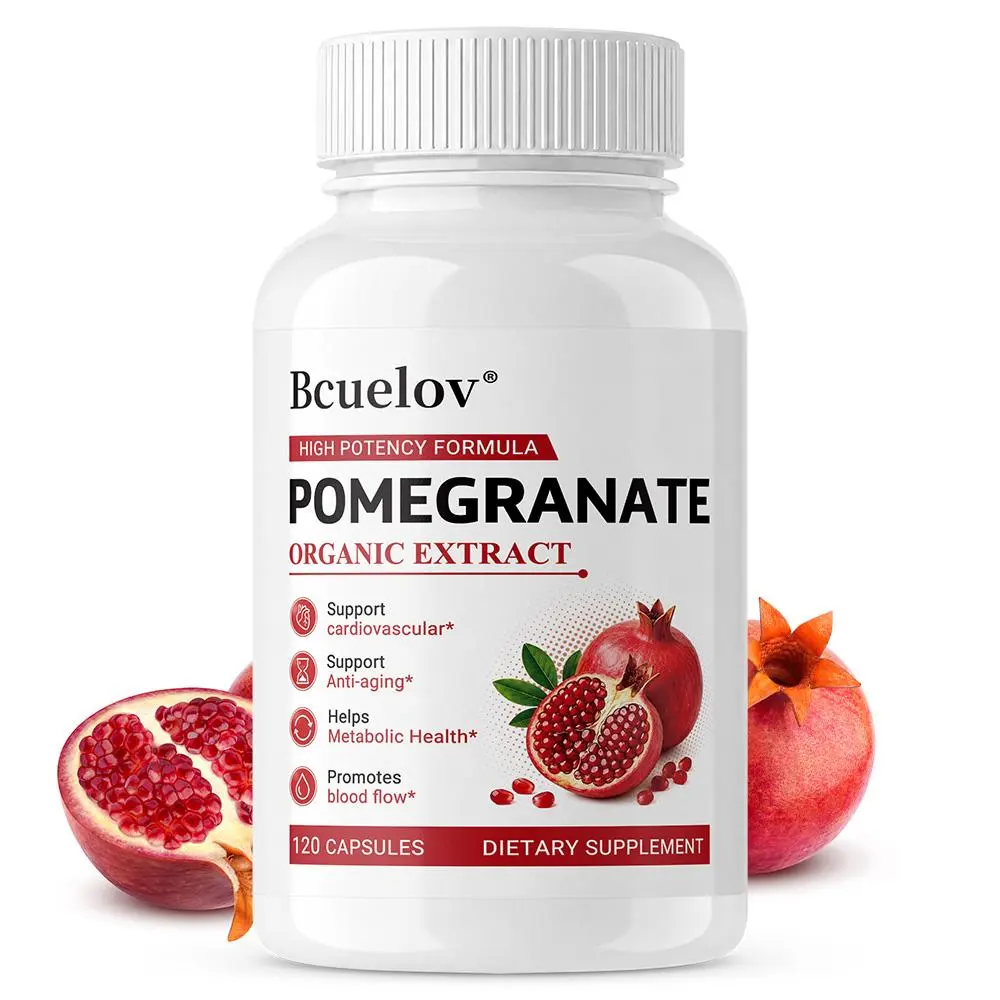 Bcuelov Pomegranate Health Supplement, supports blood circulation and cardiovascular health 120 Capsules
