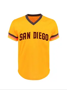 Men's Vintage Embroidered Baseball Jersey, Loose-Fit V Neck Short Sleeve Sporty Crop Top, All Seasons Thin Fabric Training Tee, Breathable Athletic Top