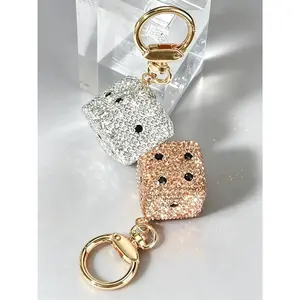 Unique Rhinestone Dice Keychain, Ideal for Graduation & School, Stylish Car Key & Phone Accessory for Girls & Children