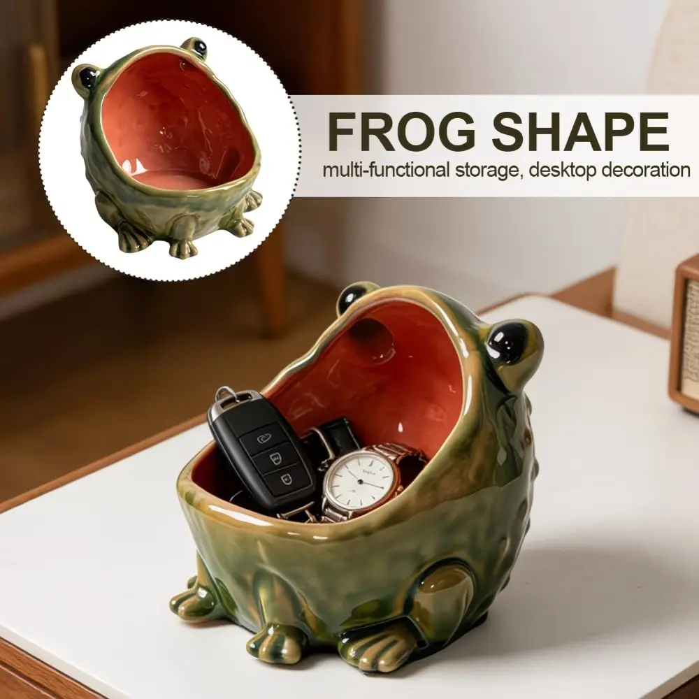 Creative Big Mouth Frog Desktop Figurine, Cute Animal Statue, Multi-Purpose Storage Tray, Home Tabletop Decor, Perfect Gift