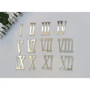 12pcs Acrylic Mirror Roman Numerals,Mirrored Acrylic Cutouts Numerics for Clock Ornaments Craft Decoration (Silver Mirror)