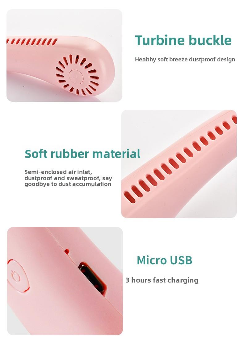 In-stock gift wholesale neck-mounted fan, cross-border USB rechargeable outdoor high-power cooling small neck fan