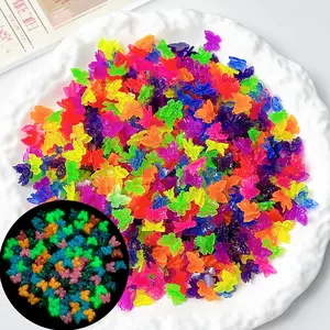 Premium Glow-in-the-Dark Butterfly Nail Charms, Fluorescent Jelly Cabochons for Manicure & Crafts，Glow-In-The-Dark Mini Butterfly Nail Art Decor, Jelly Transparent Small Butterfly, DIY Cream Glue Phone Case Hair Clip Accessories, Luxury Style