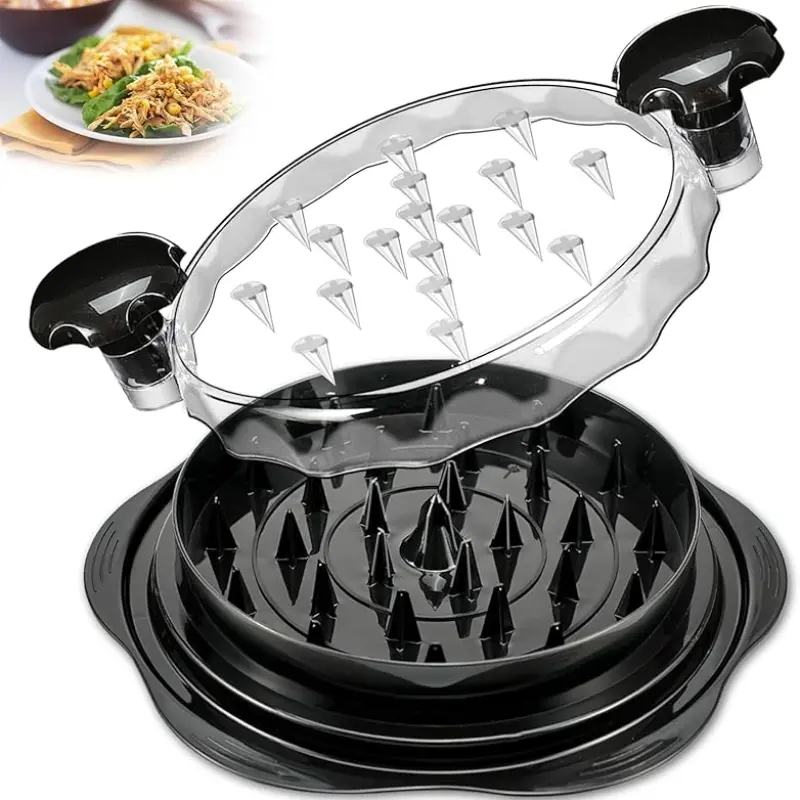 Manual Chicken Breast Shredder, Ergonomic Handle, Transparent Lid, Food Grade Material, Kitchen Tool for Meat Shredding, Pet Food Prep, Meat Shredders