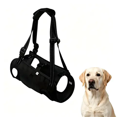 Dog Hind Leg Recovery Support Harness - Multi-Size, Soft Padded Handle, Breathable Polyester Mesh Fabric, Sturdy Buckles, Eases Pressure on Legs, Prevents Overheating, Portable Bag, All Seasons Use (Check Size Chart)