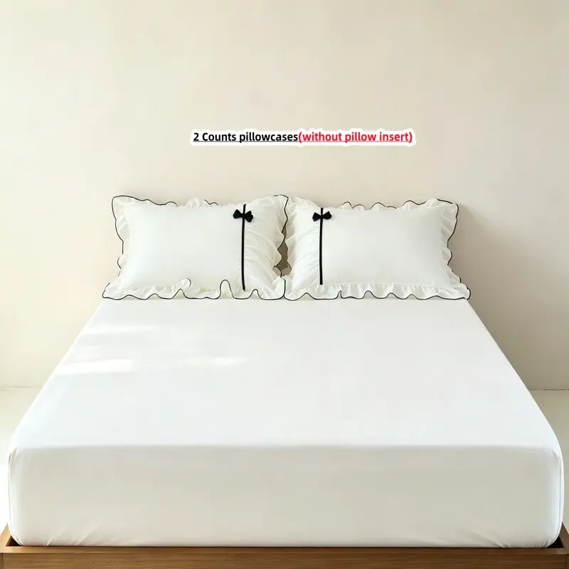 3pc Cute Bow Fitted Sheet Set, Includes 1 Fitted Sheet and 2 Pillowcases，without pillow insert, Soft and Breathable Mattress Protector, Bedding Essentials, Breathable Sheets