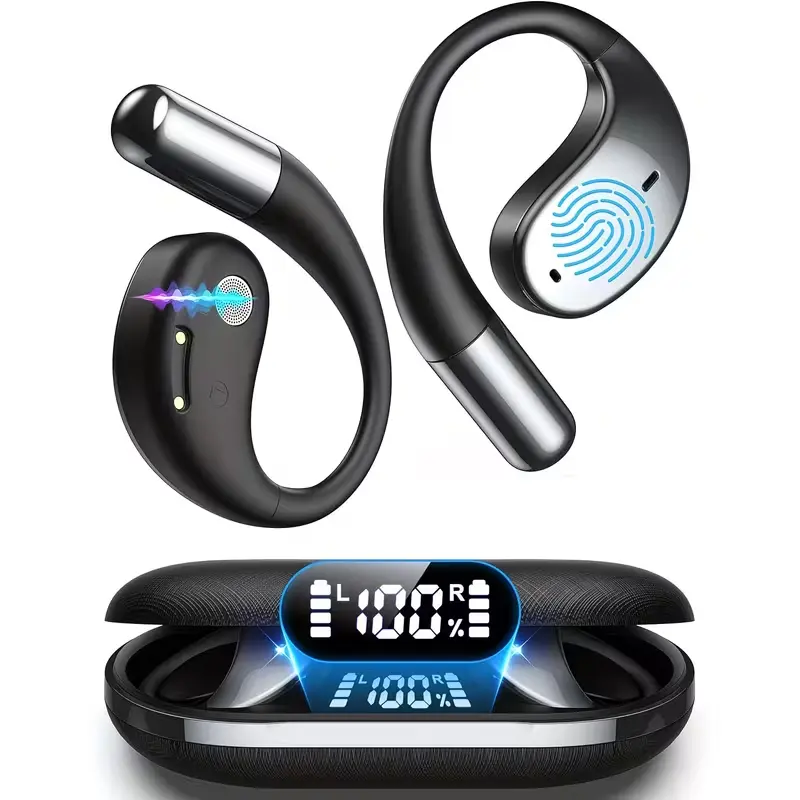 Ergonomic  Wireless TWS Earhook Earbuds,Portable earphone,Bluetooth 5.4 Headset,Sweat-Proof,Call  Noise Reduction,  active   Noise cancellation,Touch Control,Lightweight Rechargeable,Hands-Free Mobile Connection,Compatible with iOS/Android for Running,Gym