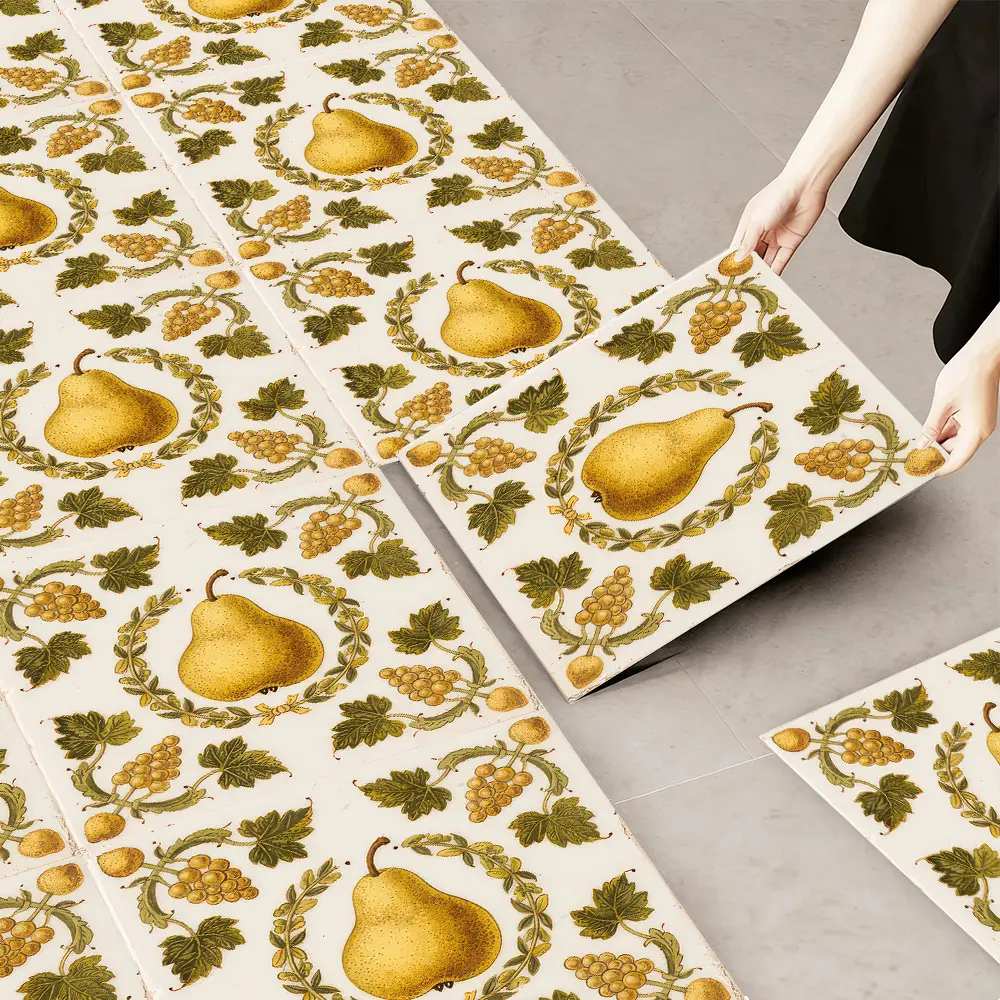 10 Pack Luxury Vinyl Floor Tiles, 11.81X11.81 Inch Self Adhesive Art Tile, Home Decor - Peel And Stick, 2D Flat, Ideal for Bedroom, Living Room, Kitchen, Bathroom Floor Tiles | Faux Leather Design | Vinyl Flooring, Restaurant Floor Tiles