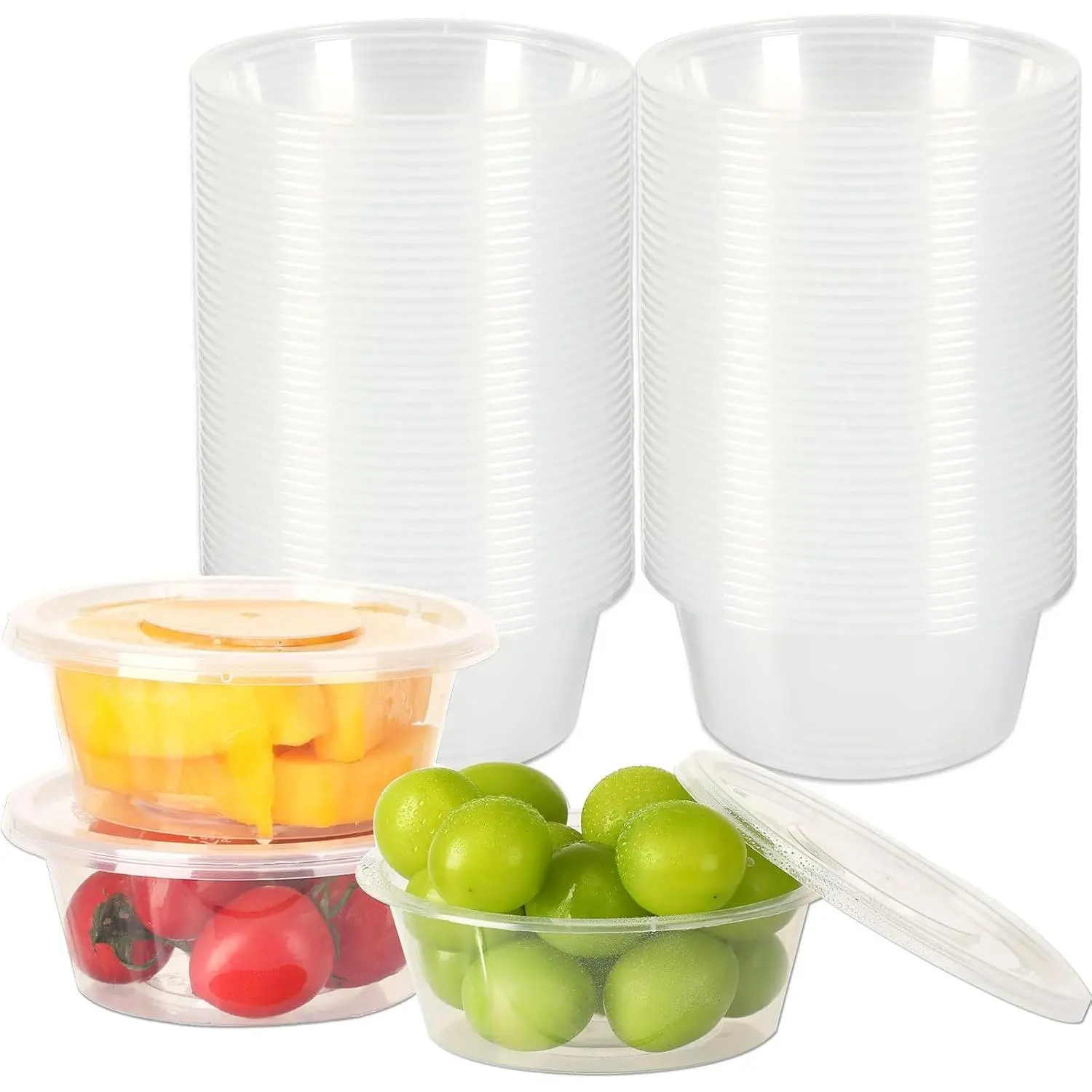 40 Pack 4Oz  Containers with , Jello Shot Cups Condiment Containers Plastic Portion Cups with  for Salad Dressing  Storage Containers