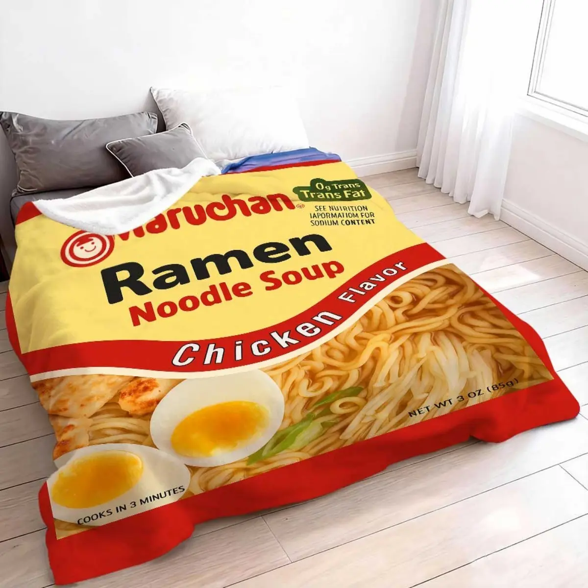 Maruchan Chicken Ramen Noodle Print Flannel Throw Blanket Soft Lightweight Funny Food Novelty Fleece Blanket For Couch Dorm Bed