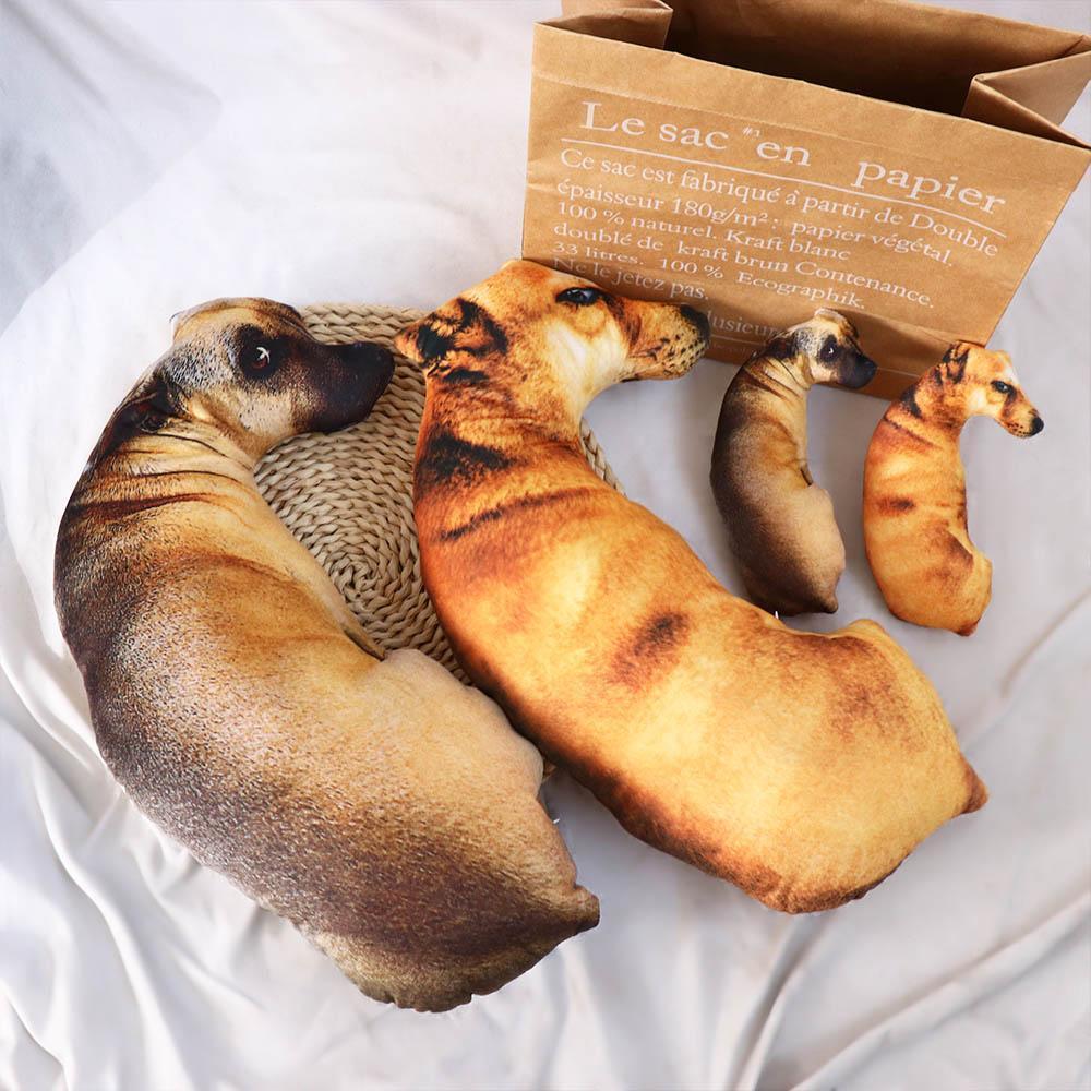 3D Lifelike Animal Cute Bend Dog Printed Throw Pillow Funny Dog Head Cosplay Children Favorite Toy Cushion for Home