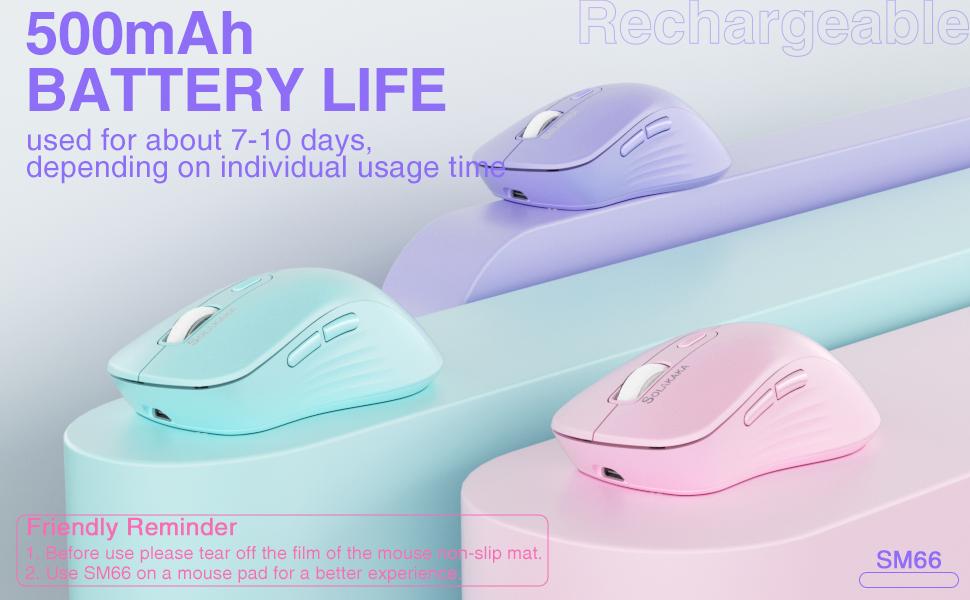 SM66 White Silent Wireless Mouse, Dual Mode(BT/2.4G) Computer Mouse for Laptop/PC/Mac