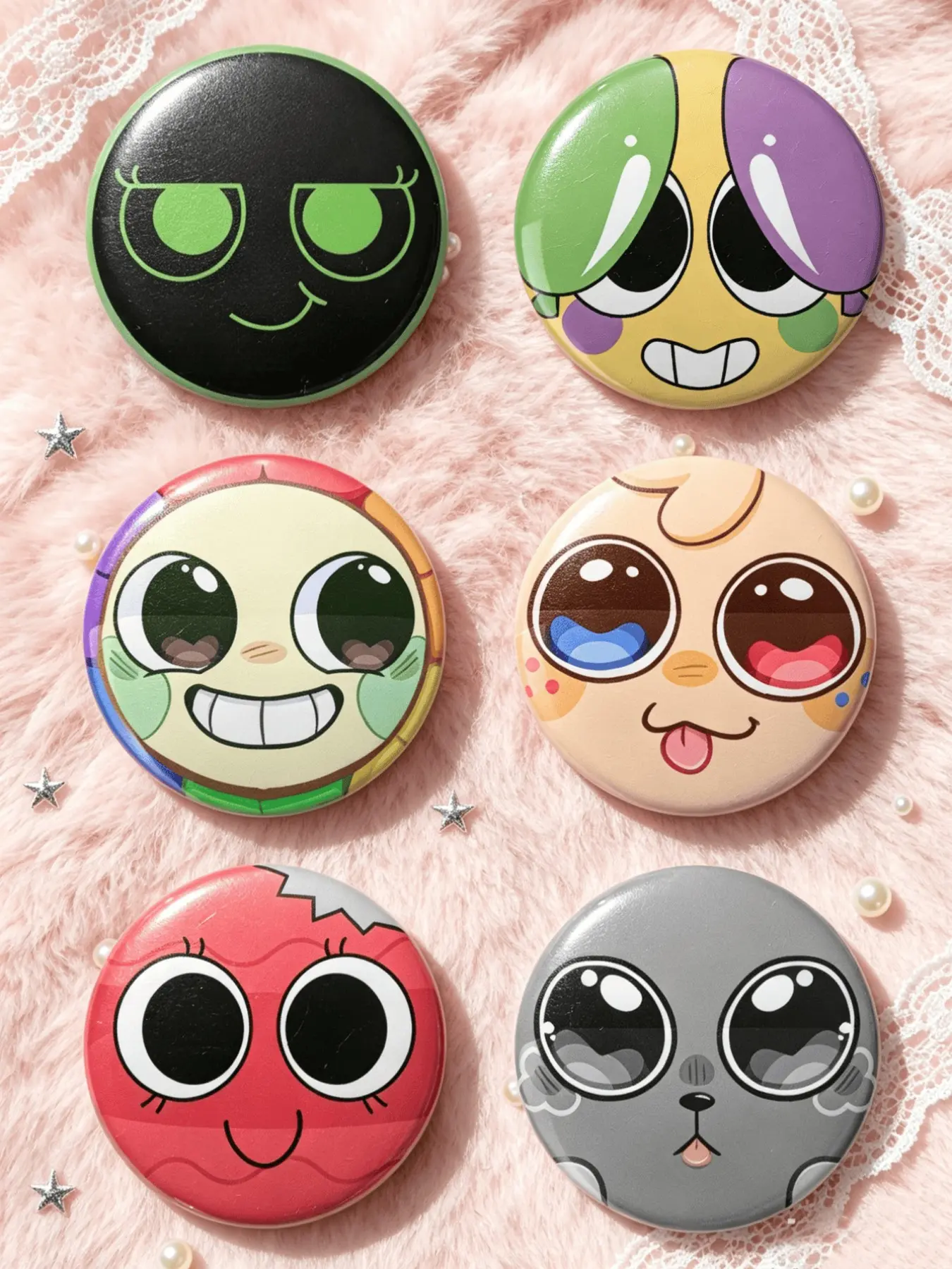 Dandy's World Game Badge, Cute Cartoon Character Pin, 4.4cm Iron Emblem, Collectible Gift, Backpack Accessory, Collectible Pins, All Seasons