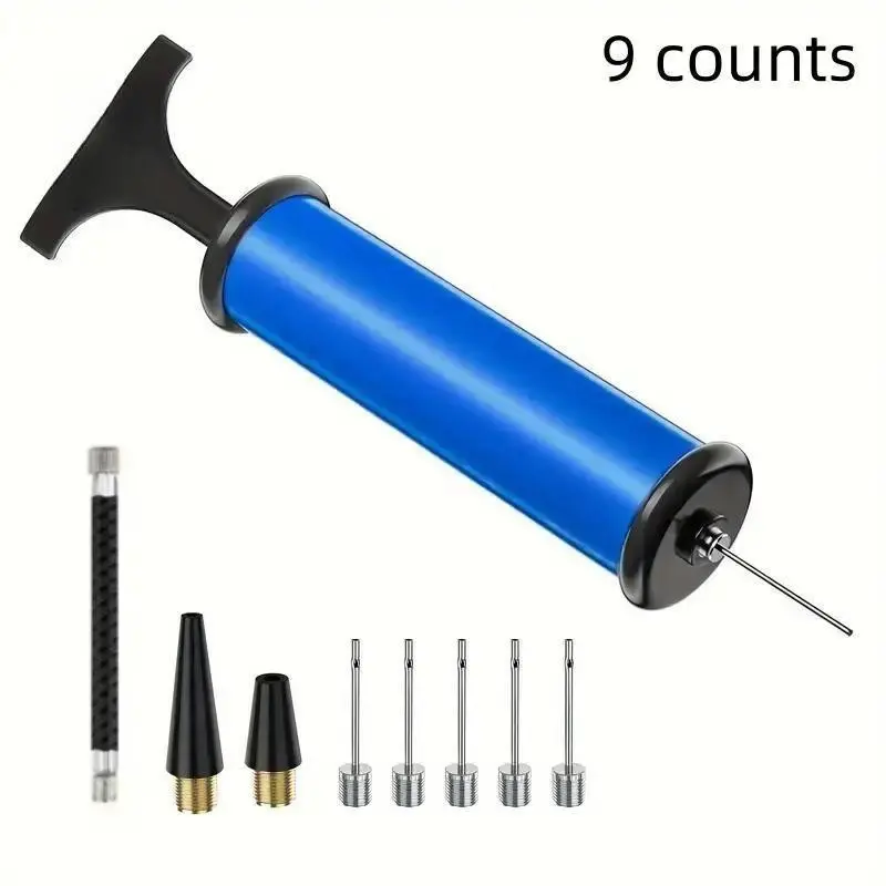Portable Multi-Function Ball Pump Set, 9-Piece Inflator with Needle and Nozzle, Soccer Basketball Volleyball Inflator, Swim Inflator, Ball Sports Equipment