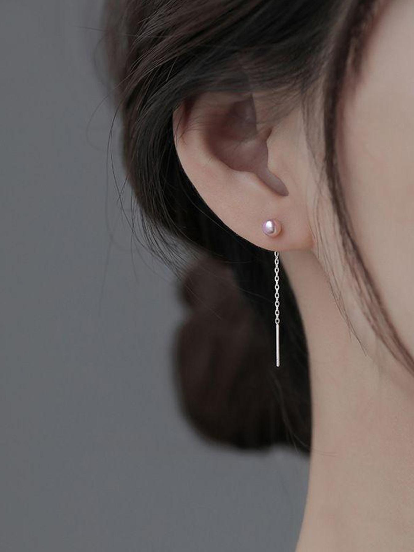 Elegant S925 Silver Pearl Teardrop Unique Design Earrings for Women, Long Dangle Baroque Freshwater Pearls, Hypoallergenic Valentine's Day Gift