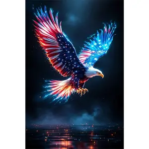 5D DIY Diamond Painting Kit American Eagle Pattern with Tools Included Unframed Sparkling Rhinestone Art Home Wall Decor Living Room Bedroom Decoration Craft Gift for Adults and Kids