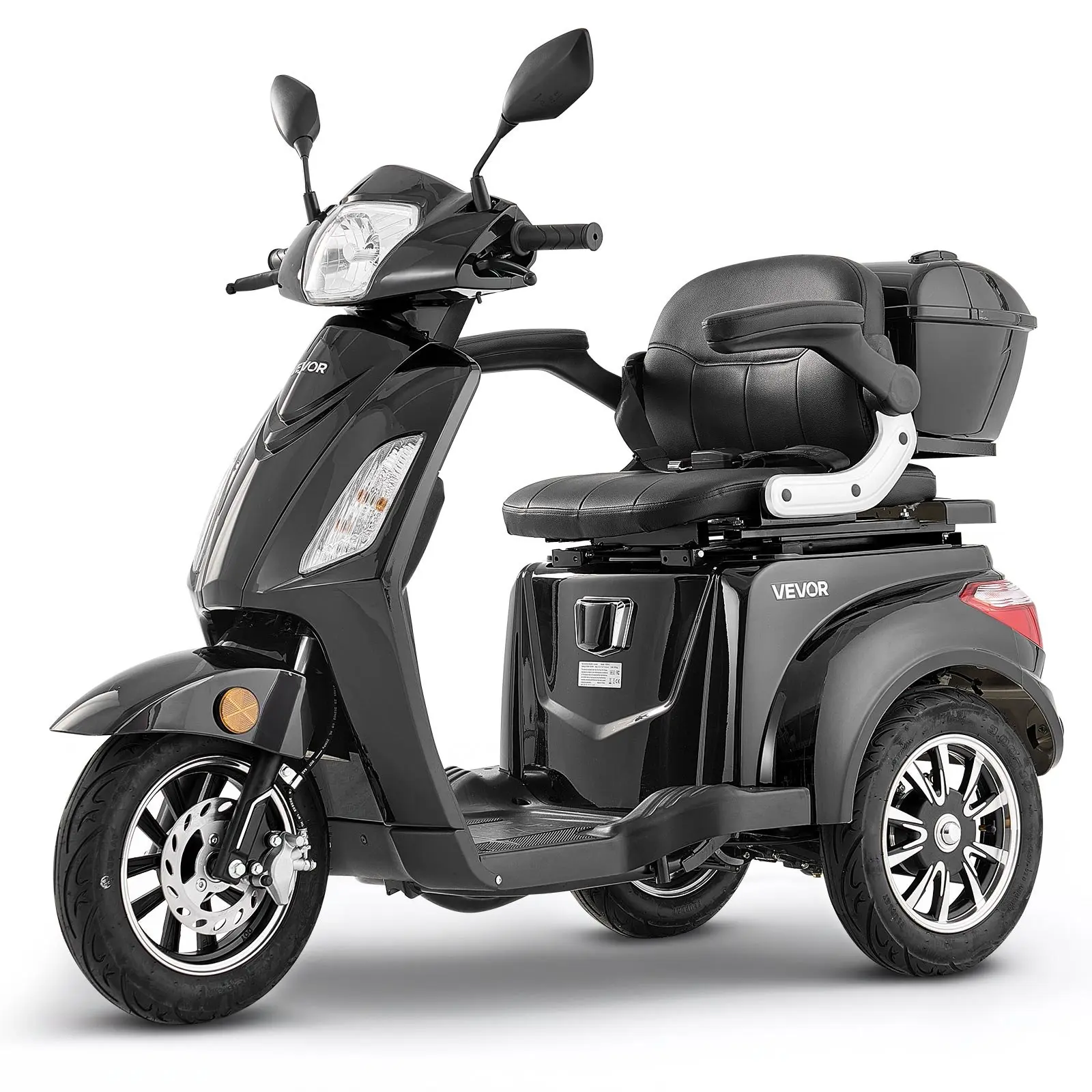 VEVOR Heavy Duty Trike Shape 3-Wheel Mobility Scooter for Seniors, 500lbs Cap., 1000W All-Terrain Base, 21.5 Mi Range, 3-Speed Long Range Scooter, 20° Max Climbing Capacity, Electric Recreational Wheelchair