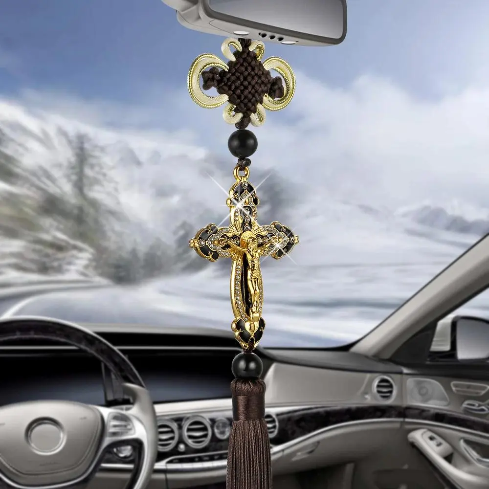 Jesus Figurine Cross Car Pendants Auto Decoration Hanging Automobiles Rear View Mirror Christian Suspension Decor Accessories catholic gift flag design Charming Hippo Acrylic Keychain country crossfire concorde Skull and Crossbones Outdoor detachable girl