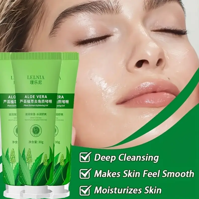 3pcs Deep Cleansing And Gentle Exfoliating Gel, Dead Skin Remover, Moisturizing Scrub Gel, Body Exfoliant, Body Scrub Exfoliator, for Refreshing And Smooth Skin, Physical Exfoliation with Aloe, Glycerin Suitable for Face And Whole Body Skincare