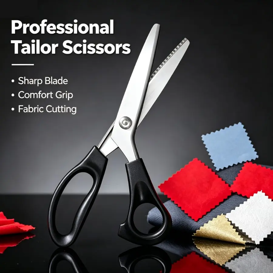 1 Pair of Lace Edging Scissors, Stainless Steel Pinking Shears Serrated Tailor Scissors, Comfort Grip Sharp Wave Blade, Anti-Fray Fabric Cutting Tool for DIY Sewing, Quilting and Handmade Clothing Crafts
