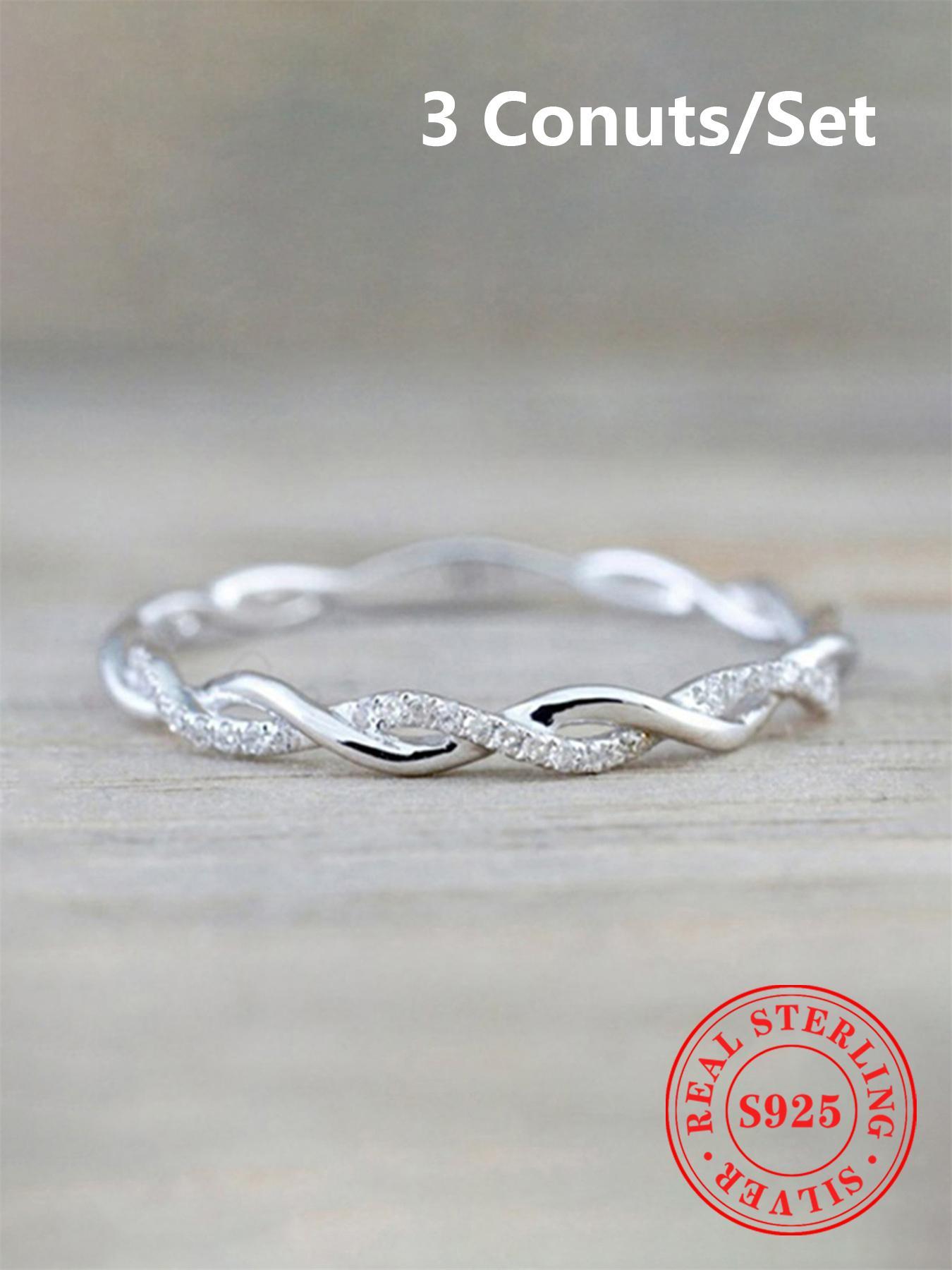 S925 Sterling Silver Ring, Twist Design Rhinestone Decorated Ring for Women As Gifts, Statement Ring, Fashion Jewelry for Party, Daily Decor, Trendy All-match & Exquisite Jewelry for Birthday Gift, with Box, Fall Outfits, Fall Freshness