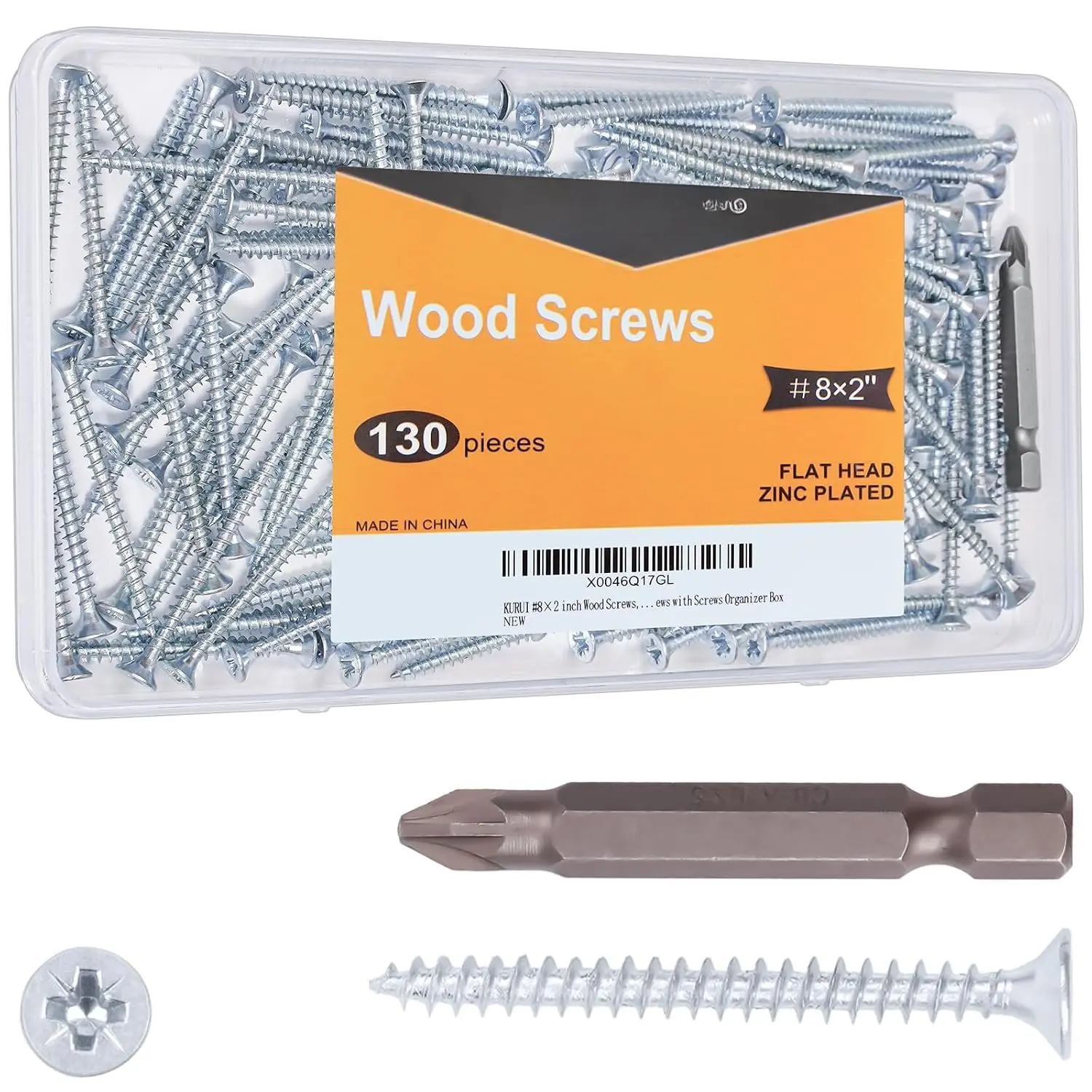 Screws, #82 Inch Phillips Flat  Sheetrock Screws Set for  Drywall, 130 count High Hardness Screws with Organizer Box,
