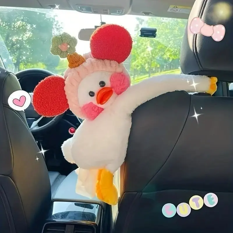 Creative Cute Car Paper Towel Holder, Cartoon Duck Design, Armrest Box Organizer, Car Accessories, Fun and Practical Paper Towel Dispenser