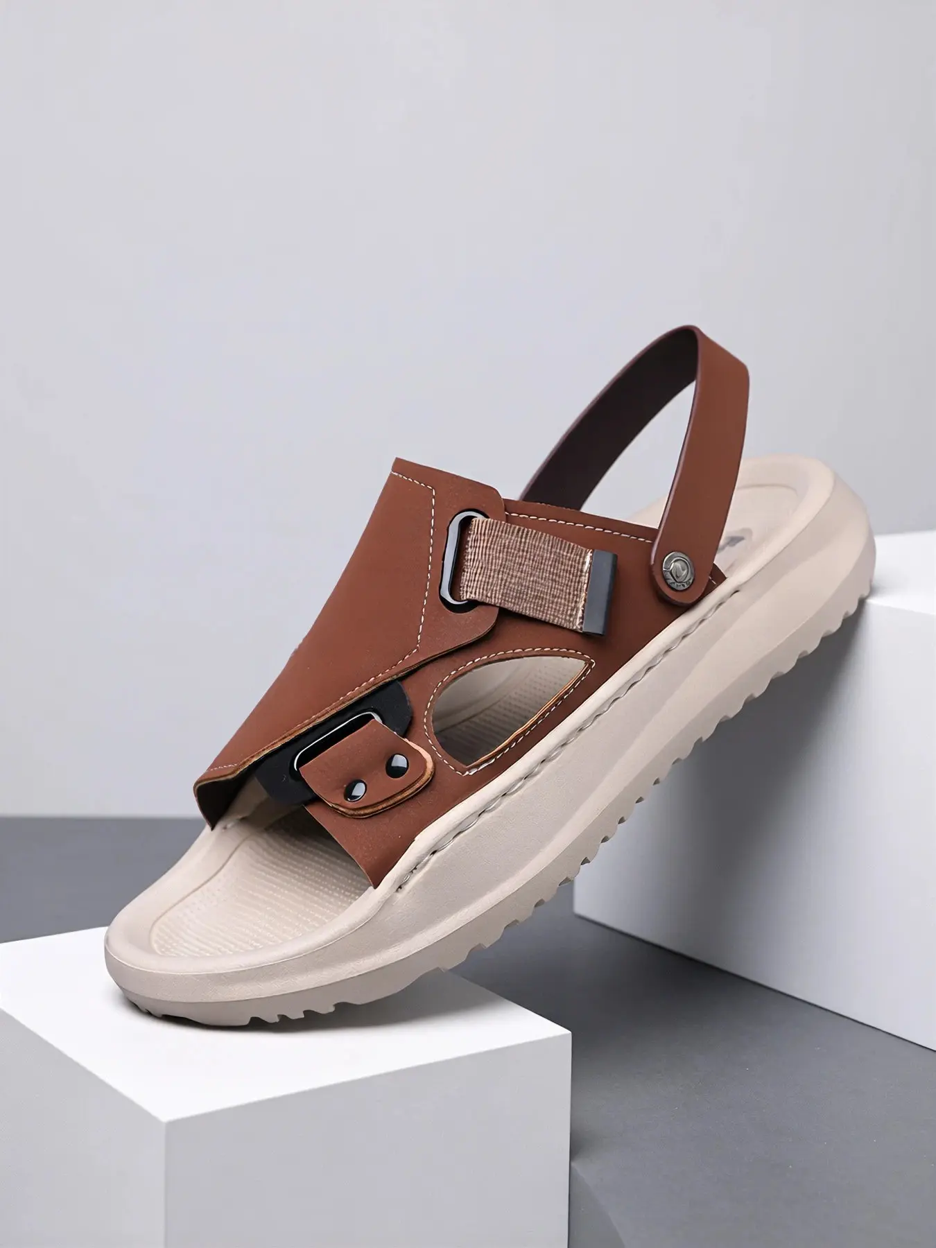 Men's Slip-On Sandals, Slide On Sandals, Comfy Sandal, Soft Insole & Anti-Slip Texture, Ideal for Home, Garden, Light Hiking, Easy On/off, All-Day Comfort