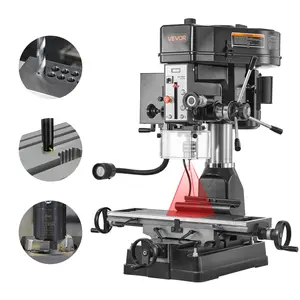 【DealsForYouDays】VEVOR 15.875-Inch Mill Drill Machine, 2 HP, Benchtop Milling Drill Press, 150-2560 RPM Adjustable Speed, with Rotating Vise, Laser and Work Light, Milling Drilling Machine, for Woodworking Light Metal