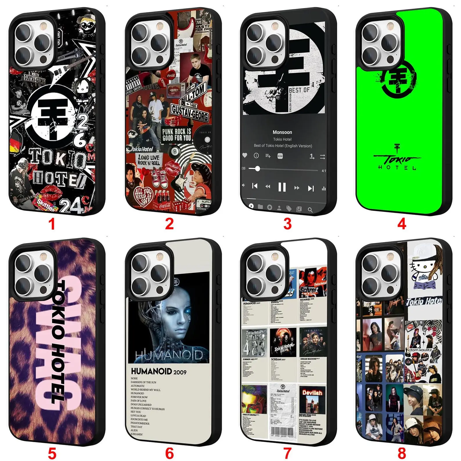 Tokyo Hotel Band Phone Case, compatible with iPhone 11–17 Pro Max/Plus series and Samsung Galaxy S23–S25 series.