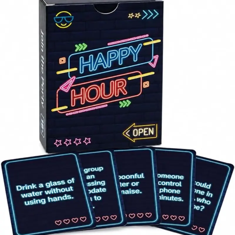 Happy Hour Adult Party Game, 50 Interactive Dare & Icebreaker Cards, Fun Card Games for Adults, Birthday Party Games, 18+, 3+ Players